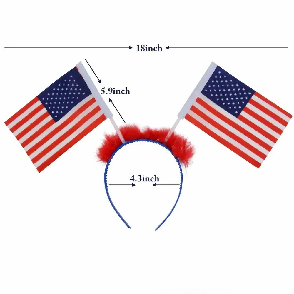 Set of 5 Patriotic 4th of July Headbands Flag Headbands Cute Pom Pom Hair Hoop